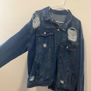 Over sized distressed jean jacket
